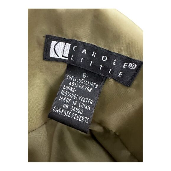 NWT Carole Little olive army green linen blend vintage skirt size 8 - Picture 2 of 6